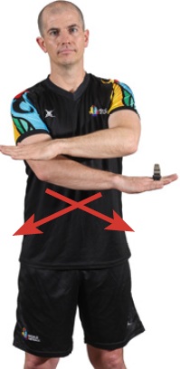 Hand signal 8: Arms move from side to side across each other above waist
